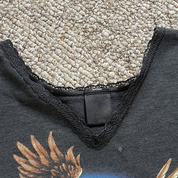 Vintage 1987 3D Emblem Harley Davidson Eagle Rose Shirt USA Womens Size Medium - Picture 6 of 12